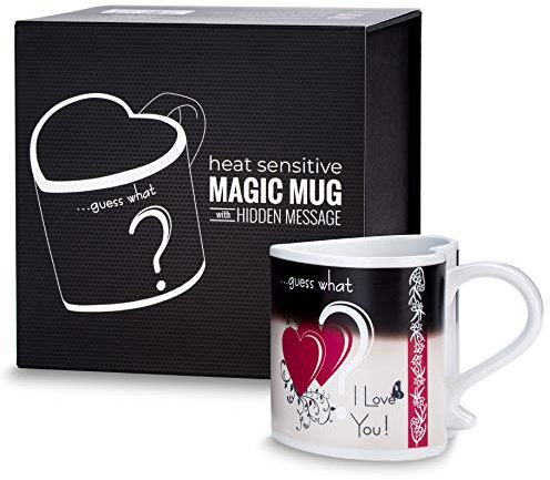 Froster Mug Magique Deluxe I love you, Tasse Sensible à la Chaleur, Tasse Amour change de Couleur, Cadeau pour la Saint Valentin