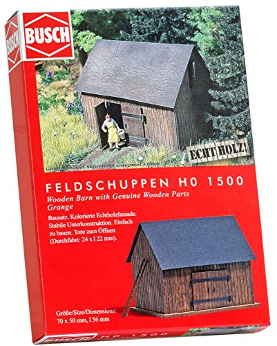 Busch 1500 Wooden Barn with Wood Parts HO Structure Scale Model Structure, Medium