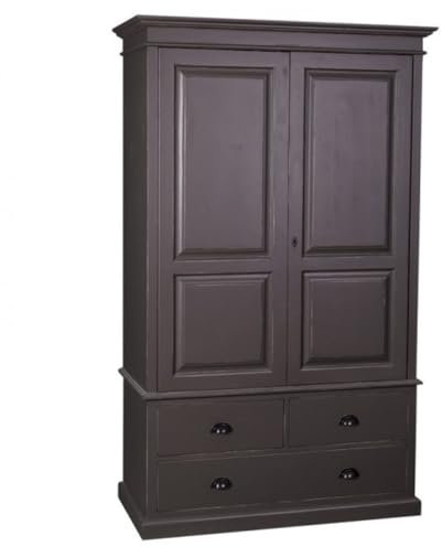 Casa Padrino Landhaus Stil Kleiderschrank - Kleider Schrank Shabby H 197 cm B 120 cm T 59 cm, Farbe:Schwarz Antikstil