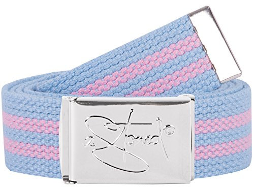 2Stoned Gürtel Canvas Belt Classic in Hellblau-Rosa 3 cm breit mit Chromschnalle für Erwachsene und Kinder