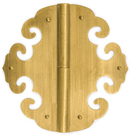 Hardware Philosophy Four Flowers Hinges 2-Set, Brass Antique Polished, Lift Off Door Mount