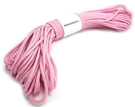 WINGONEER Fallschirmschnur Paracord, mit 7 Strängen, 550 lbs, 100 ft - rosa