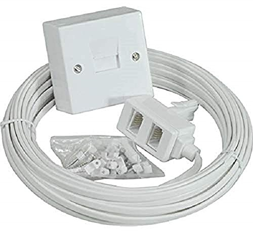 Merriway BH02671 Telephone Extension Kit (Slave Socket, 15 Metre Cable, Adaptor and Clips)
