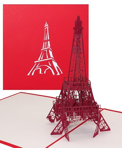 Pop Up Karte Paris Eiffelturm - perfekte Geschenkverpackung, Gutschein & Reisegutschein Paris & Frankreich - 3D Karte als Einladung, Geburtstagskarte und Paris Geschenk