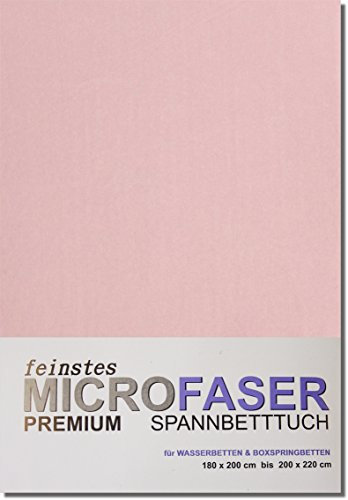 MICROFASER Laken Spannbetttuch Wasserbett Boxspring 180 x 200 cm bis 200 x 220 cm Laken Tuch (ROSÉ)