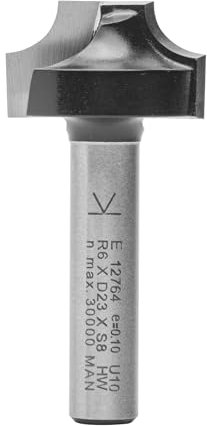 ENT 12764 Fraise quart-de-rond Carbure, Queue (S) 8 mm, Diamètre (D) 23 mm, NL 13 mm, R 6 mm, SL 32 mm