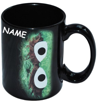 alles-meine.de GmbH Henkeltasse Sesamstraße Oscar grün Mülltonne - mit Name - Porzellan/Keramik Tasse mit Henkel Porzellantasse - Erwachsene Mädchen Jungen Trinktasse Kaffeetas