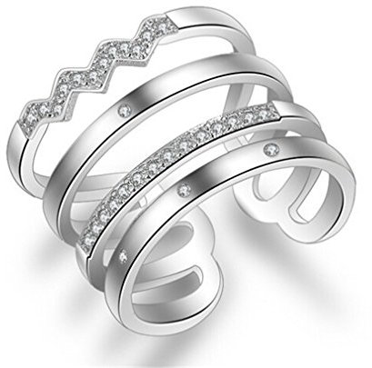 chenyesun Damen 925 Sterling Silber Zirkonia Verstellbar Partnerringe Öffnung Ring Freundschaftsringe Ring für Frauen Geschenk