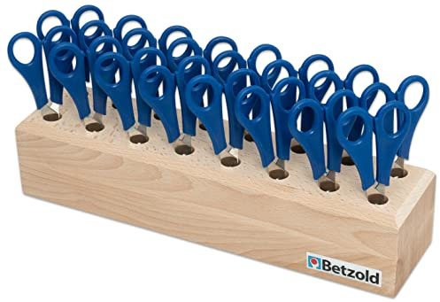 Betzold - Scheren, 16 Stück im Holzständer - Scherenblock Köcher Scherenset