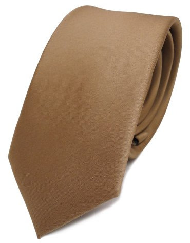 TigerTie Herren Krawatte 6 cm schmale Satin Tie in gold einfarbig uni Business, festliche Veranstaltungen und Freizeit