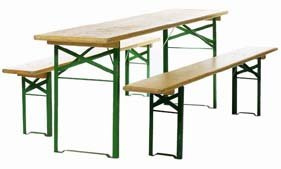 Kunibert Bierzeltgarnitur Biergartengarnitur 1 A Brauereiqualität 50er Tischbreite50cm Farbe:Ockerfarben Länge 220cm