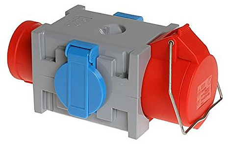 KlingerBorn Stromverteiler 3Phasen-400V + 1P-230V Energiewürfel – Grau | IP44 Wasserdicht – Max. 7,5kW/400V – CEE 3P+N+E Anschluss – Für Baustelle & Industrie – PC+ABS-Gehäuse