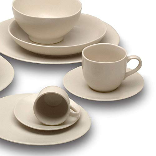 Avet Spain Juego de Tazas para Té con Plato, Gres, Crema, 8.9x8.9x7.3 cm, 6 Unidades