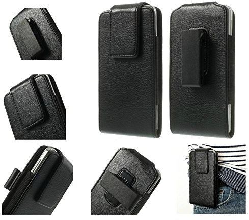 DFVmobile - Magnetic Leather case Belt Clip Rotary 360 for Fly EVO Energy 5 - IQ4504 - Black
