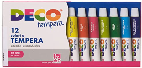 Deco e1336 Temperafarben, 12 Tuben 12 ml, sortiert