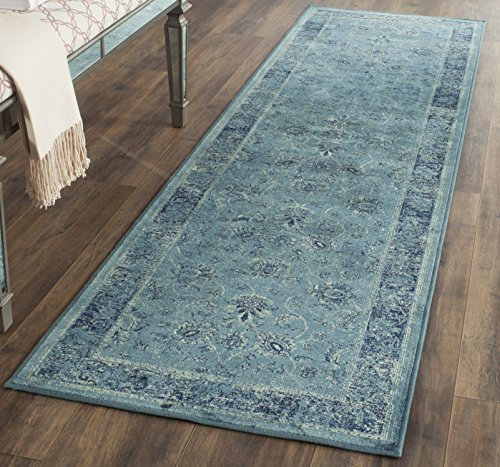 SAFAVIEH Traditionell Teppich für Wohnzimmer, Esszimmer, Schlafzimmer - Vintage Collection, Kurzer Flor, Türkis und Multi, 66 X 244 cm