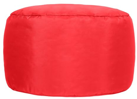 Bean Bag Bazaar Outdoor Sitzsack Hocker mit Füllung, Rot | In Deutschland Hergestellt, Sitzsack Pouf Hocker, Wasserabweisender Stoff, Fußhocker für das Garten und Terrasse