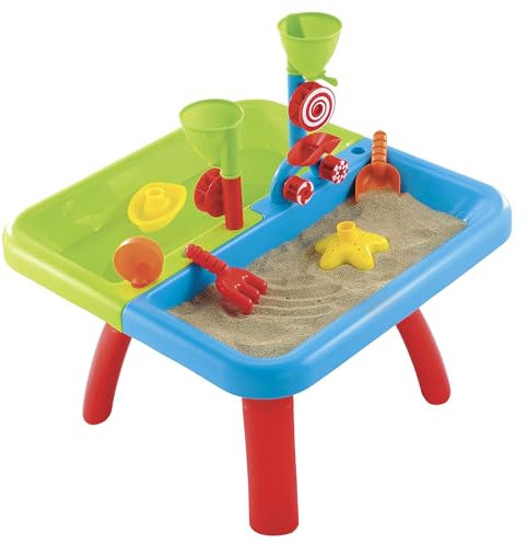 Early Learning Centre ELC Sand And Water Table with Lid Rake Spade For Children From 18 Months Sand Pit Children Water Play Sand Tray Sand Pit Table Toddler Sandpit Outdoor Green And Blue