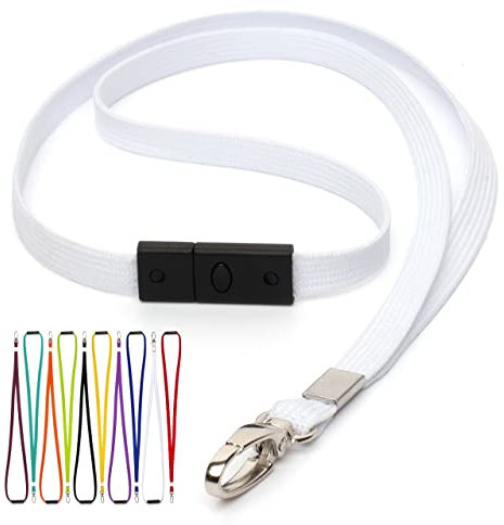 CKB LTD Weiß Schlüsselband mit Sicherheitsverschluss Metall-Klipp Für Büro Mitarbeiter Besucher ID Ausweishalter Lanyards Schlüsselbänder Für Namensschilder Umhängebänder Packung mit 10 Stk