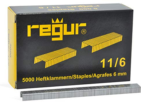 REGUR Typ 11 Flachdraht-Klammer verzinkt - 5.000 Stück in der Länge 11/6 mm – Heftklammern zum Befestigen von Folien, Papier, Pappe, Textilien uvm