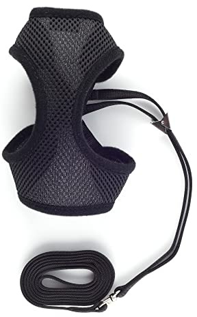 Ancol Soft Mesh Cat Harness and Lead Set. SMALL/ 12cm length. Black
