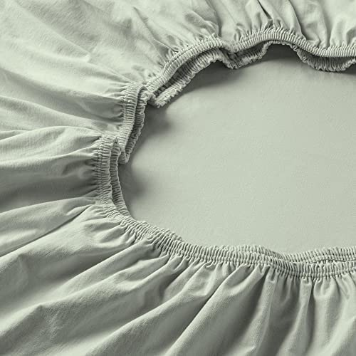 ESTELLA Spannbetttuch Fein-Jersey | Verde | 100x220 cm | bügelfreie & trocknerfeste Qualität | Rundumgummi | 100% Baumwolle