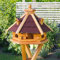 Vogelhaus von klein bis Riesig XXL Futterhaus Futterhäuschen Vogelvilla V18, Vogelfutterhaus aus Holz mit Solarbeleuchtung beleuchtet (Rot, klein), Vogelfutterhaus mit Futtersilo, Silo