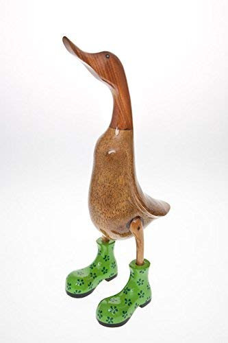 Home Gift Co Hand Carved Wooden Bamboo Root Duck With Welly Boots 47cm tall