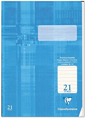 Clairefontaine Schulheft Hefte A4 Premium liniert ohne Rand 16 Blatt Lin 21