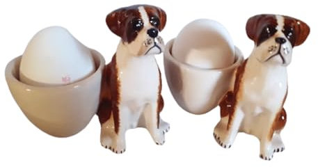 Hunde Eierbecher Hund Boxer Hund 2 teiliges Set Eierbecher Keramik Set 2 STK