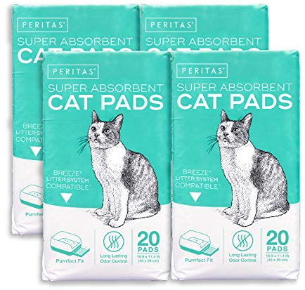 Peritas Katzenunterlagen (Original/geruchlos, 80 Stück) | Generische Nachfüllpackung für Breeze Tidy Katzenstreu System* und mehr | 42,9 x 29 cm Einweg-Katzeneinlagen für Katzentoilette