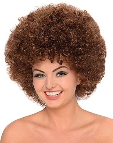 Vegaoo Braune Afro-Perücke für Damen - Braunhaarig