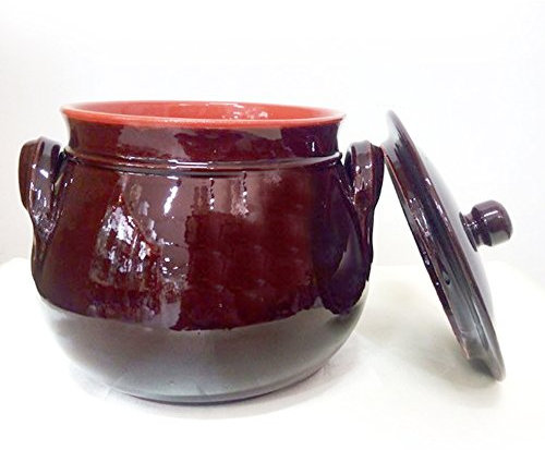 Colì Pentola bombata per bolliti e stufati in Terracotta, Marrone, Diametro 18 cm, Con Coperchio