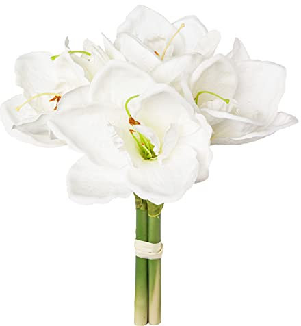 Gasper Kunstblume Amaryllis 32 cm. Bund mit 3 Amarillis. Weiß Weiss -40