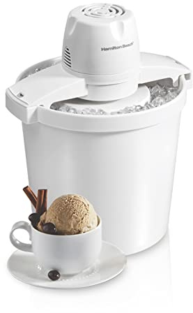 Hamilton Beach Electric Automatic Ice Cream Maker & Frozen Yogurt Machine, Makes Custard, Sorbet, Gelato and Sherbet, 4 Quart, White (68330N)