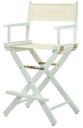 Casual Home Natur Rahmen Leinwand Regisseur Stuhl, Holz, White Frame with Natural Canvas, 61 cm (24 Zoll)