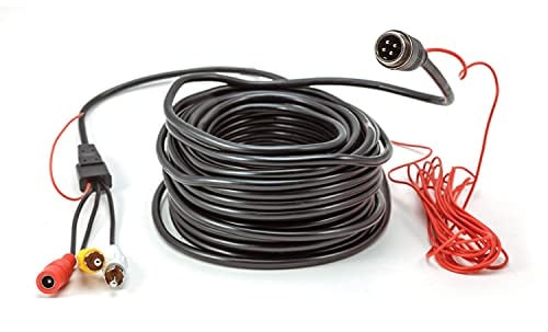 Carmedien 10m Rückfahr-Kamera Anschlußkabel 10 Meter Verbindungskabel Chinch auf 4 Pin Schraubverschluss (RCA, A/V) mit Steuerleitung und 12V/24V Stromversorgung