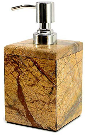 KLEO Seifenspender Lotionspender – Aus Naturstein in Braun Grün Schwarz Weiß Farbe – Badezimmer Zubehör…