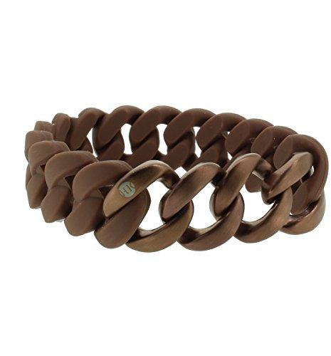 Hanse-Klunker Armband Herren ORIGINAL Silikon Braun, Edelstahl Bronze Matt Armreif Armkette Männer Jungen inkl. Schmuck-Geschenk-Box