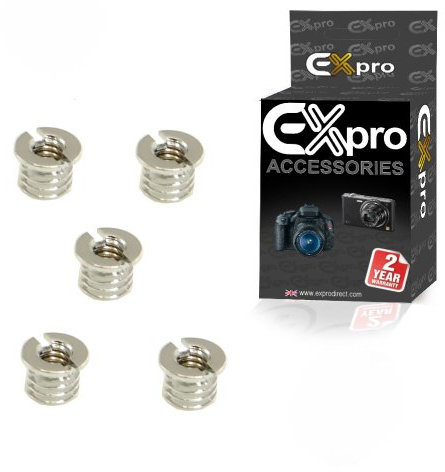 Ex-Pro 1/4'' to 3/8'' Threaded Nuts for Tripod, Light Stands and Digital SLR [5 Pack]