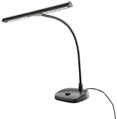 K&M 12297 LED-Pianoleuchte Schwarz - 29,6 cm Lampenschirm mit Schwanenhals, 12 LEDs, 2500 Lux Helligkeit, 3 m Kabel
