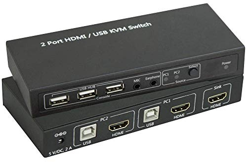 SpeaKa Professional 2 Port KVM-Umschalter HDMI USB 1920 x 1080 Pixel, 3840 x 2160 Pixel