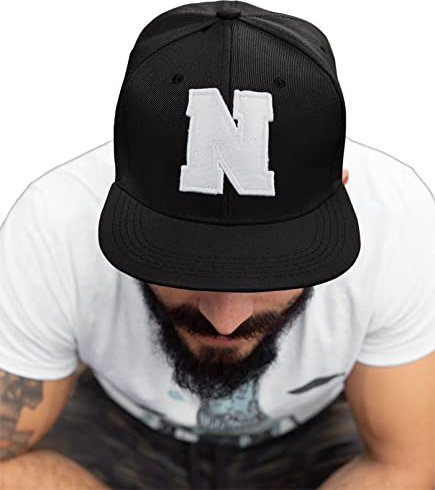 4sold ABC Letter Snapback Cap in Black/White with Letters A to Z Schwarz (N)