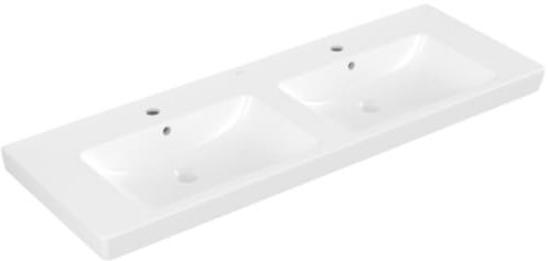 Villeroy & Boch Doppelwaschbecken Subway 7175D0 130x47cm mittlere Hahnloch durchgest mit Überlauf we