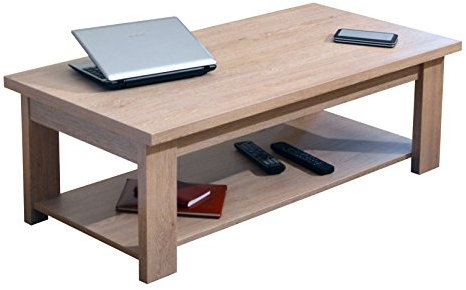 Berlioz Creations Coline CB Couchtisch, Spanplatten, aus gebleichter Eiche, 111 x 37 x 51 cm, 100 Prozent französische Herstellung