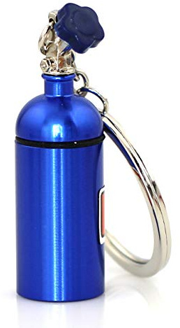 Maycom® Creative New NOS Mini Nitrous Oxide Bottle Keyring Key Chain Ring Keyfob Stash Pill Box Storage Turbo Keychain (Blue)
