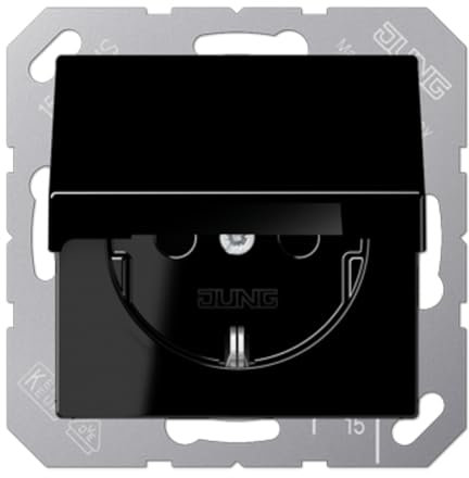 JUNG A1520 KL SW SCHUKO® Steckdose mit Klappdeckel Schwarz Serie A