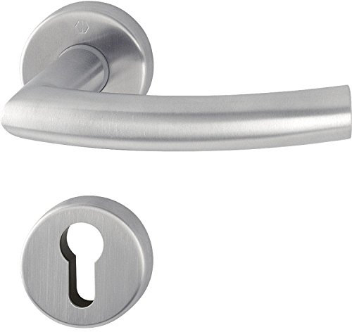 HOPPE 2819247 Drückergarnitur Trondheim mit Rosetten PZ (Profilzylinder), Edelstahl matt