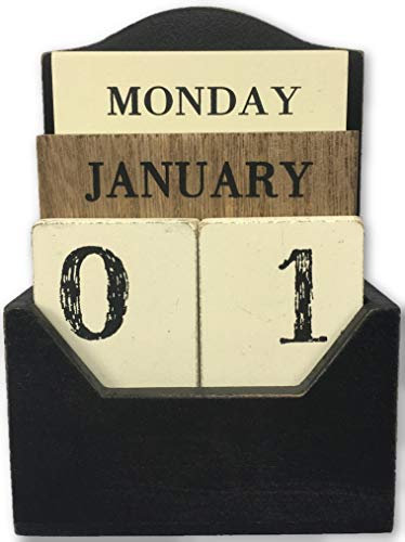 Braun Creme Holz Kalender Block