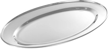 Buckingham Stainless Steel Heavy Gauge Oval Tray Plate/Meat Platter/Serving Dish 30cm, Silver, 30 x 13 x 2 cm